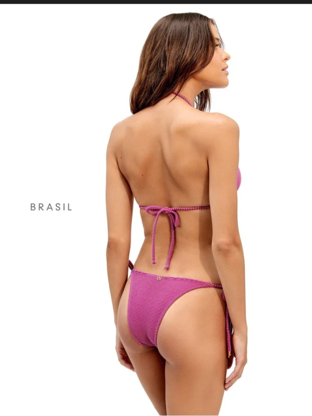 NEW VIX 'Kayla Celly' Ribbed Triangle Bikini Top & bottom set  Lotus Pink $208